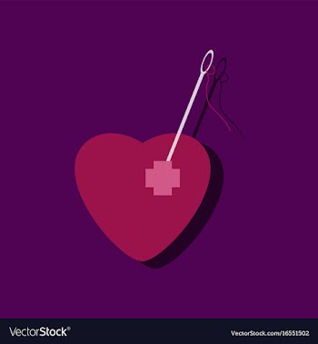 Flat icon design collection heart with a needle vector image