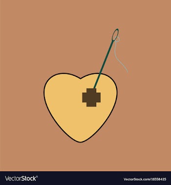 Flat icon design collection heart with a needle vector image