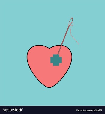 Flat icon design collection heart with a needle vector image