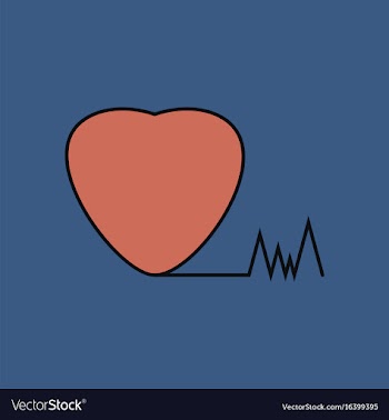 Flat icon design collection heart with cardio vector image