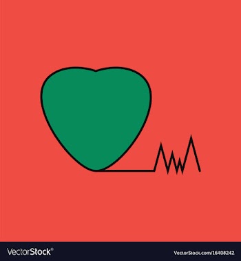 Flat icon design collection heart with cardio vector image