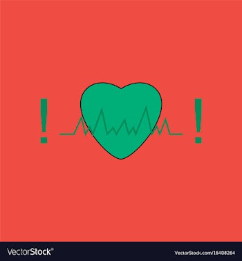 Flat icon design collection heart with cardio vector image