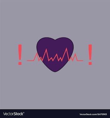 Flat icon design collection heart with cardio vector image