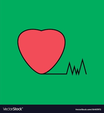 Flat icon design collection heart with cardio vector image