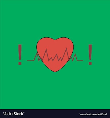 Flat icon design collection heart with cardio vector image