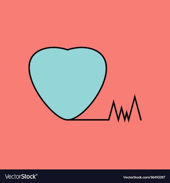 Flat icon design collection heart with cardio vector image