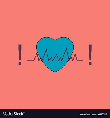 Flat icon design collection heart with cardio vector image