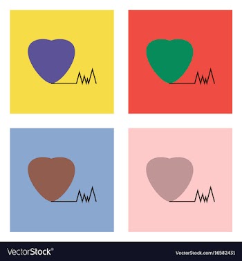 Flat icon design collection heart with cardio vector image