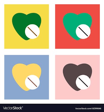 Flat icon design collection heart with medical vector image