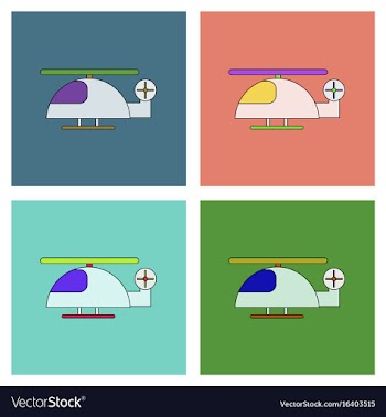 Flat icon design collection helicopter toy flying vector image
