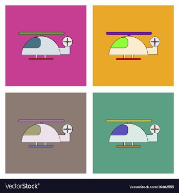 Flat icon design collection helicopter toy flying vector image