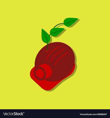 Flat icon design collection helmet and plant in vector image