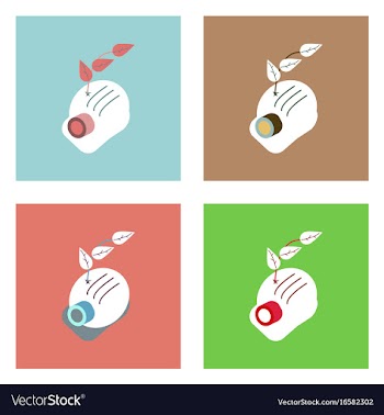 Flat icon design collection helmet and plant vector image
