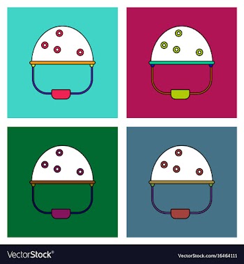 Flat icon design collection helmet with bullet vector image