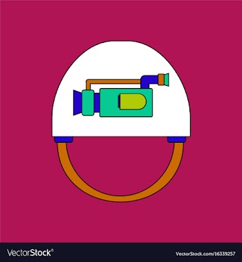 Flat icon design collection helmet with video cam vector image