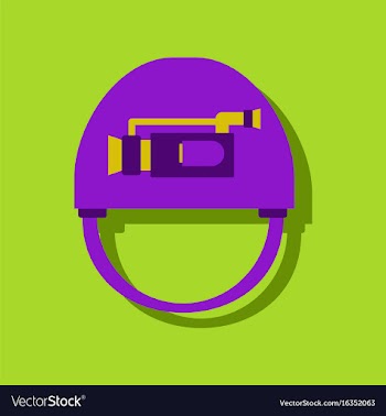 Flat icon design collection helmet with video cam vector image