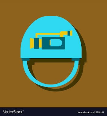 Flat icon design collection helmet with video cam vector image