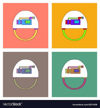 Flat icon design collection helmet with video cam vector image