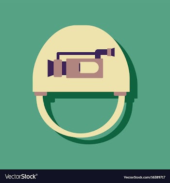 Flat icon design collection helmet with video cam vector image