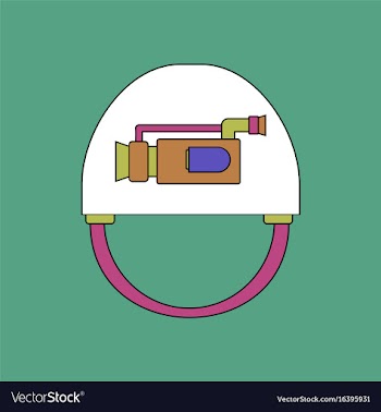 Flat icon design collection helmet with video cam vector image