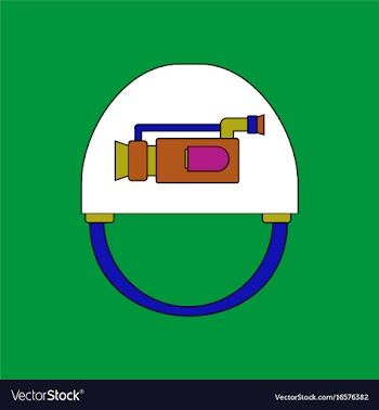 Flat icon design collection helmet with video cam vector image
