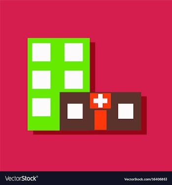 Flat icon design collection hospital building in vector image