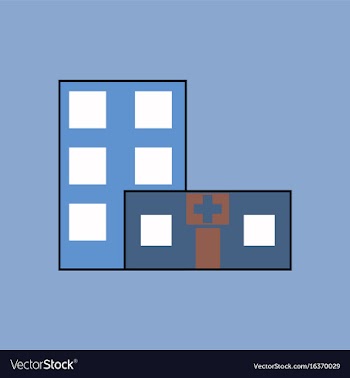 Flat icon design collection hospital building vector image