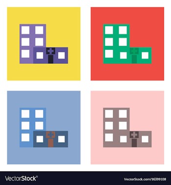 Flat icon design collection hospital building vector image
