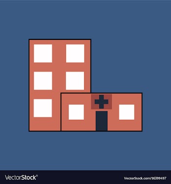 Flat icon design collection hospital building vector image