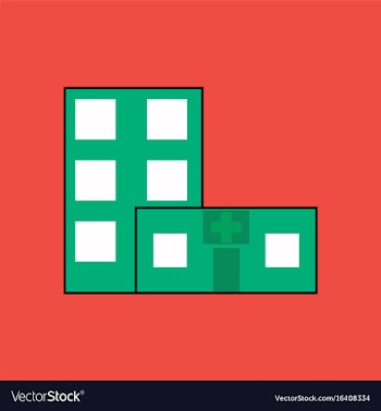 Flat icon design collection hospital building vector image