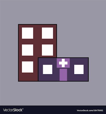 Flat icon design collection hospital building vector image