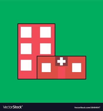 Flat icon design collection hospital building vector image