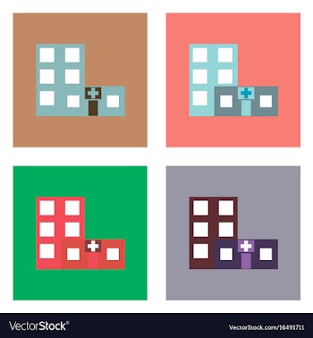 Flat icon design collection hospital building vector image
