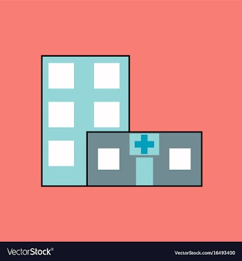 Flat icon design collection hospital building vector image
