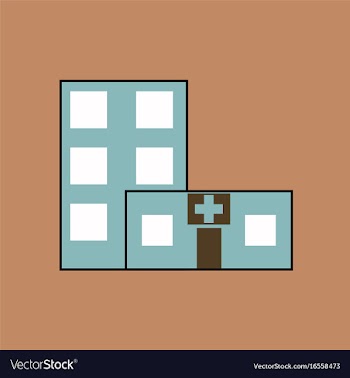 Flat icon design collection hospital building vector image