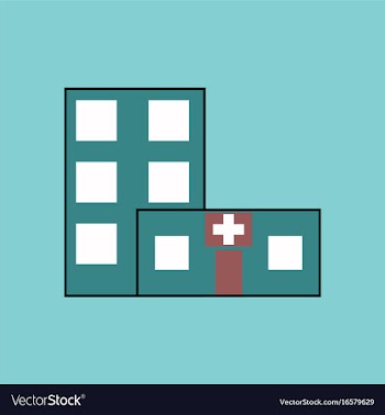 Flat icon design collection hospital building vector image