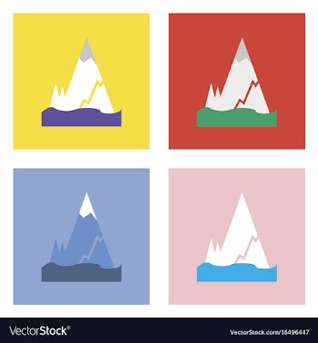 Flat icon design collection iceberg with crack vector image