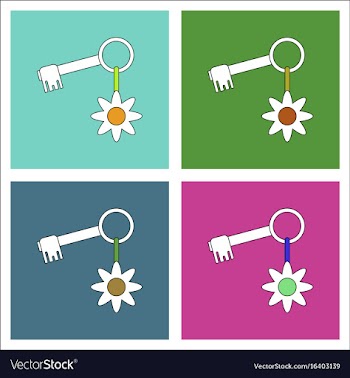 Flat icon design collection key and key fob vector image