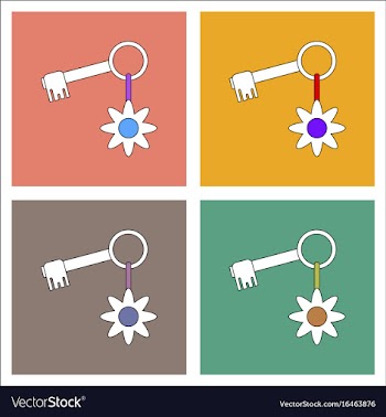 Flat icon design collection key and key fob vector image