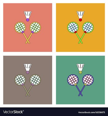 Flat icon design collection kids badminton vector image