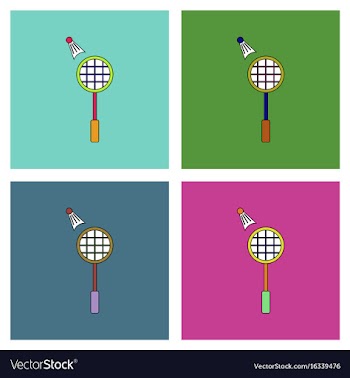 Flat icon design collection kids badminton vector image