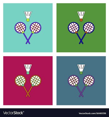 Flat icon design collection kids badminton vector image