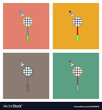 Flat icon design collection kids badminton vector image