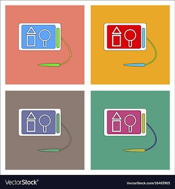 Flat icon design collection kids drawing board vector image