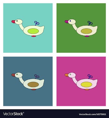Flat icon design collection kids duck automatic vector image