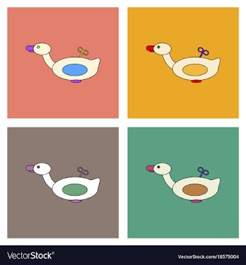 Flat icon design collection kids duck automatic vector image