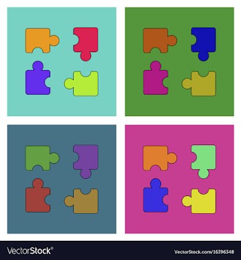 Flat icon design collection kids puzzle vector image