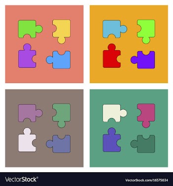 Flat icon design collection kids puzzle vector image