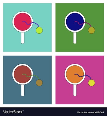 Flat icon design collection kids racket and ball vector image