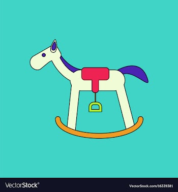 Flat icon design collection kids rocking horse vector image
